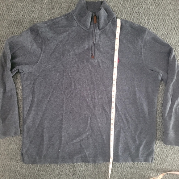 Polo ralph lauren men's size L grey fleece sweater 1/4 zip up long sleeve cotton - Picture 10 of 13